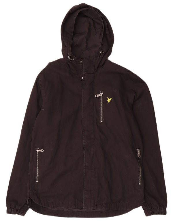 Lyle & Scott Herren-Bomberjacke mit Kapuze, UK 38, mittelschwarz, Baumwolle