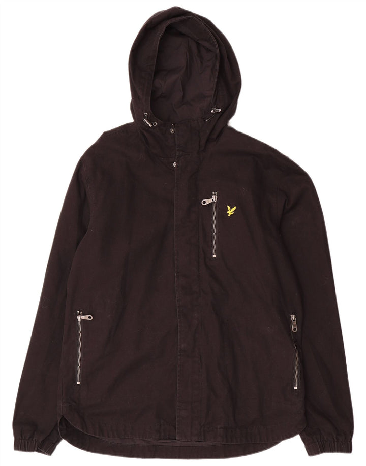 Lyle & Scott Herren-Bomberjacke mit Kapuze, UK 38, mittelschwarz, Baumwolle