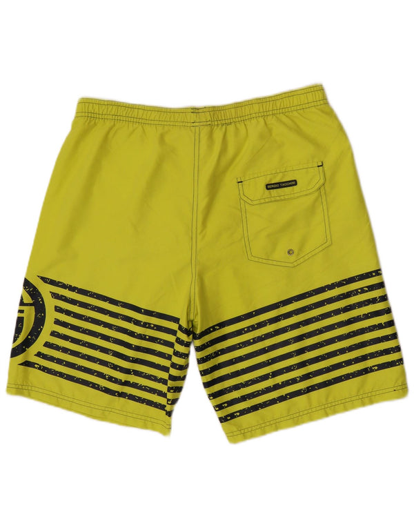 Sergio Tacchini Herren-Badeshorts mit Grafik, groß, grün gestreift, Polyester