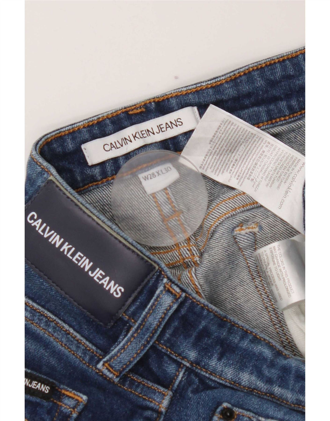 Calvin Klein Damen Slim Jeans W28 L30 Blaue Baumwolle