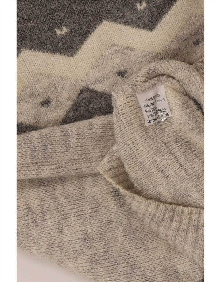 Vintage Herren-Pullover mit Rundhalsausschnitt, EU 50, Mittelgrau, Farbblock-Klassiker