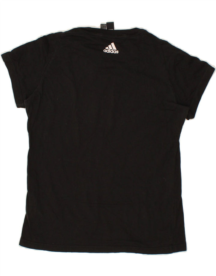 ADIDAS Womens Graphic T-Shirt Top UK 12/14 Medium Black Vintage Adidas and Second-Hand Adidas from Messina Hembry 
