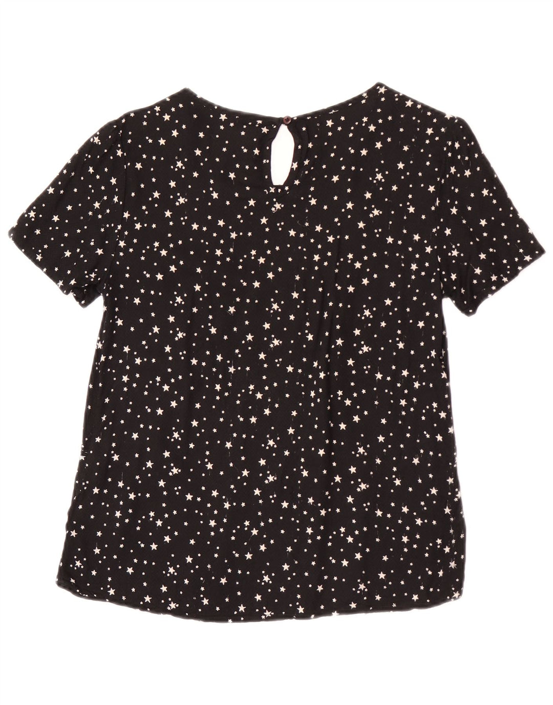Superdry Damen-Blusenoberteil UK 12 Mittelschwarz gepunktete Viskose
