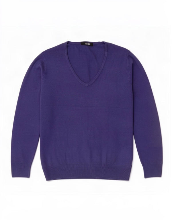 Marks & Spencer Damen-Pullover mit V-Ausschnitt, Gr. 10, Small, Blau, Acryl