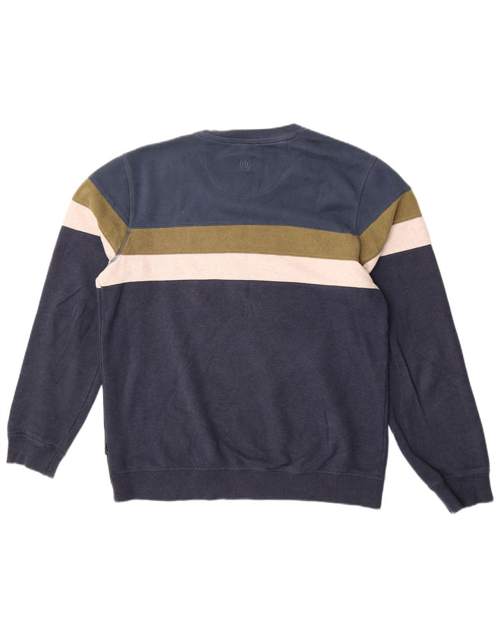 Fat Face Herren-Sweatshirt-Pullover, mittelgroß, marineblau, Colourblock-Baumwolle