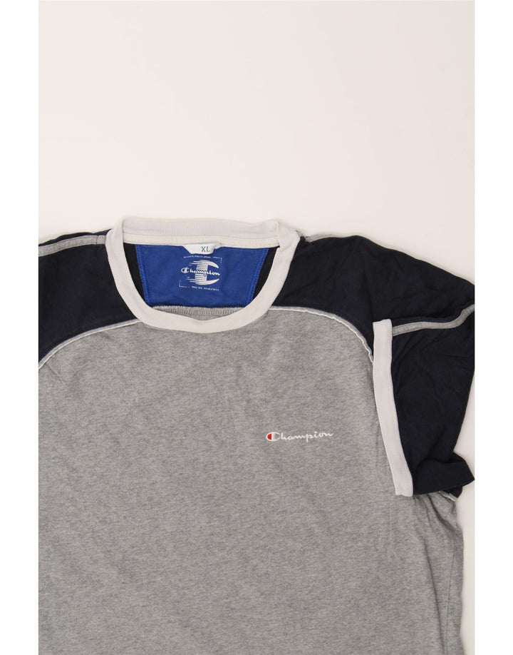 CHAMPION Mens T-Shirt Top XL Grey Colourblock Vintage Champion and Second-Hand Champion from Messina Hembry 
