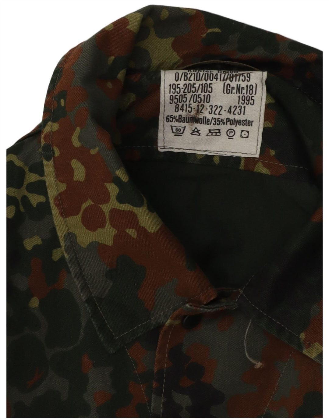 VINTAGE Herren Militärjacke UK 38 Medium Khaki Camouflage Baumwolle