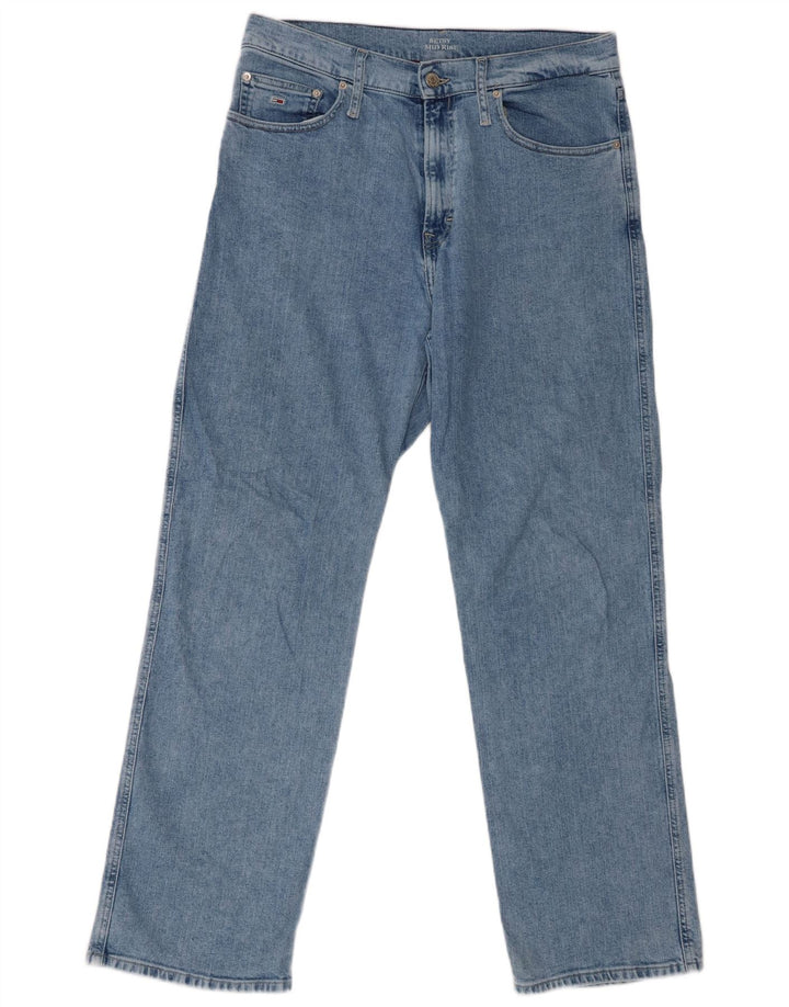 TOMMY HILFIGER Herren Mid Rise Straight Jeans W31 L32 Blaue Baumwolle