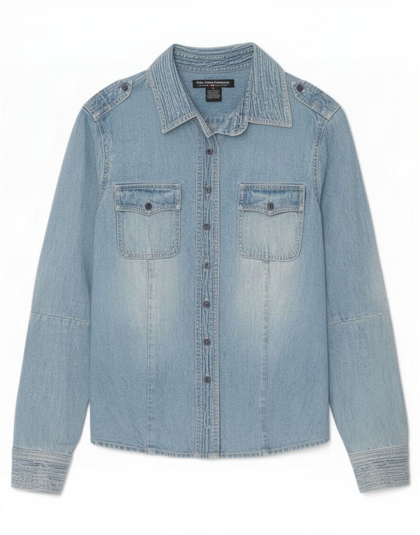 Polo Ralph Lauren Damen-Militär-Jeanshemd, Größe S, Blau, Baumwolle, UK 10
