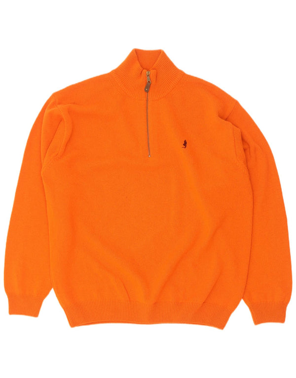 Marlboro Classics Herren-Pullover mit Reißverschluss, 2XL, orange Wolle