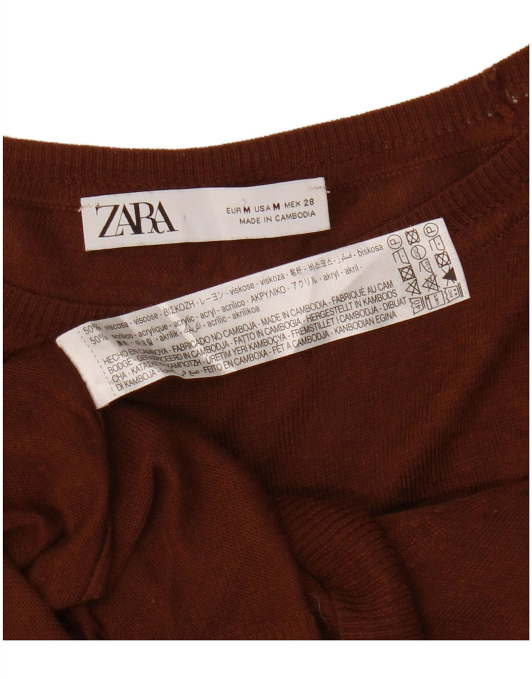 Zara Damen-Pullover mit U-Boot-Ausschnitt, UK 14, mittlere kastanienbraune Viskose