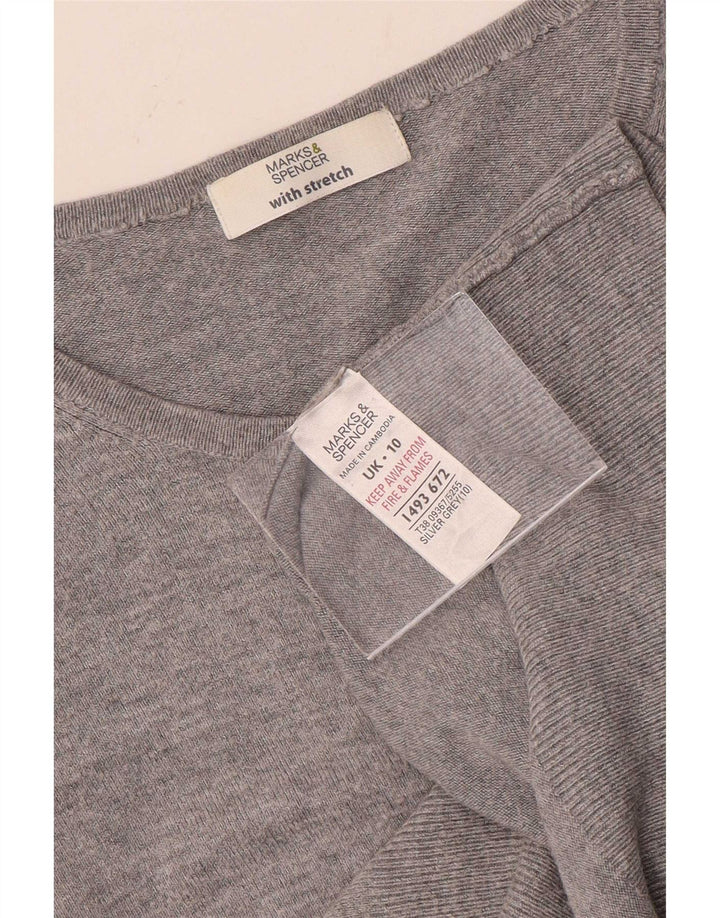 Marks & Spencer Damen-Stretch-Cardigan-Pullover UK 10 Small Grau meliert