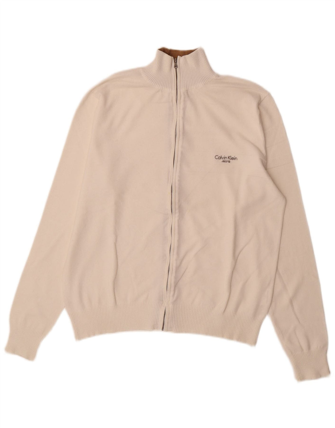 Calvin Klein Jeans Herren-Strickjacke, groß, weiße Baumwolle