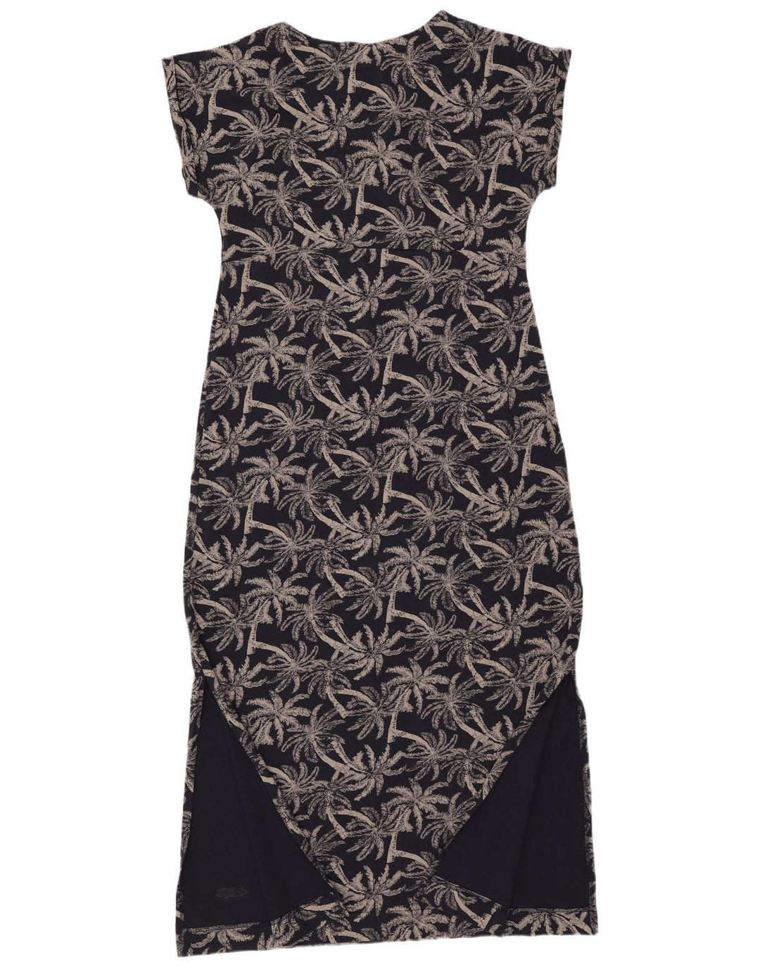 WEIRD FISH Damen-Maxikleid mit abstraktem Muster, Größe 40, Marineblau, Baumwolle