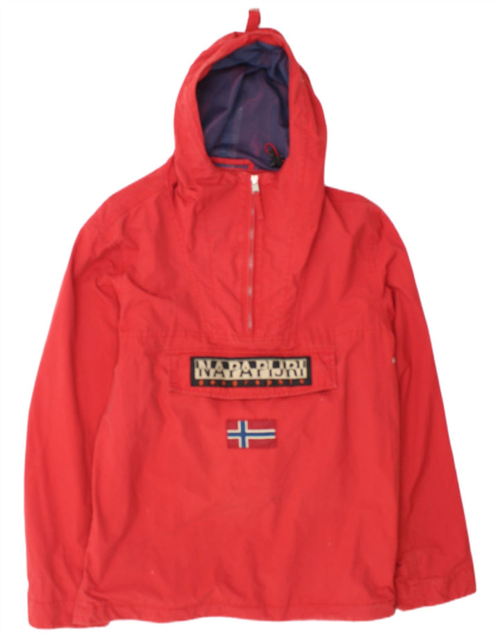Napapijri Herren-Anorakjacke mit Kapuze und Grafik, UK 38, Mittelrot, Polyamid