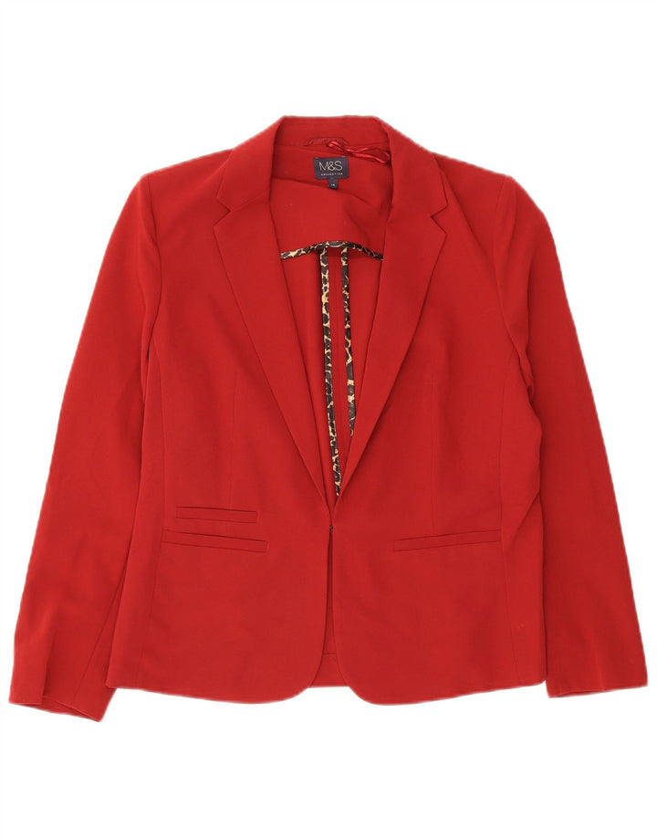Marks & Spencer Damen Blazer Jacke UK 14 Mittelrotes Polyester