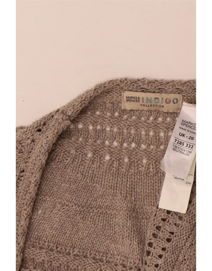 Marks & Spencer Offener Damen-Cardigan-Pullover UK 20 2XL Beige Polyester