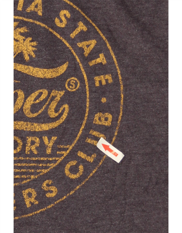 Superdry Damen Grafik-T-Shirt-Oberteil UK 12 Mittelgraue Baumwolle