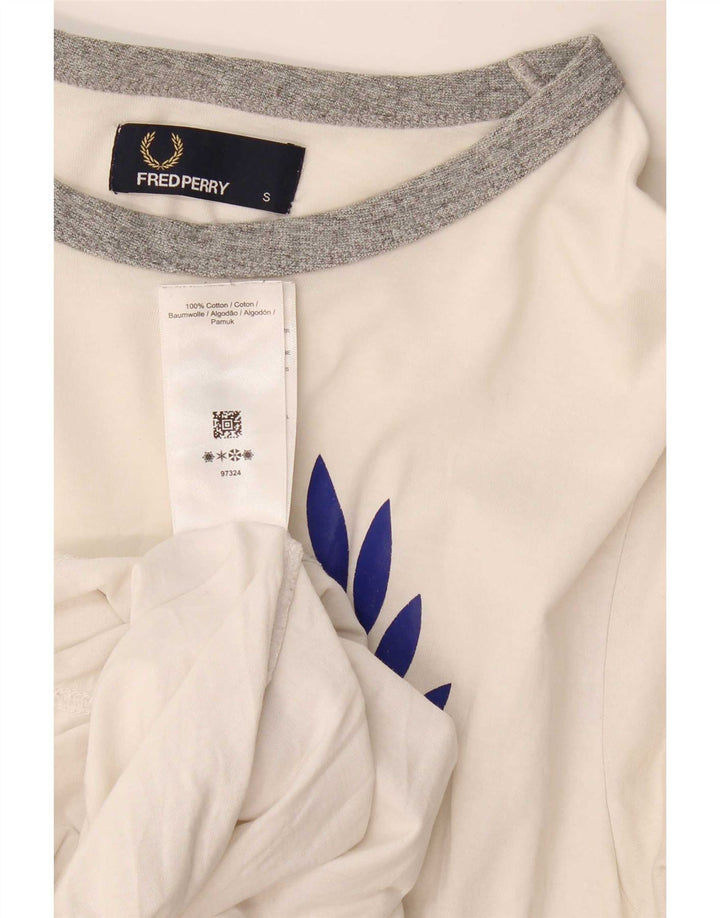 Fred Perry Herren-T-Shirt mit Grafik, Größe S, weiße Baumwolle