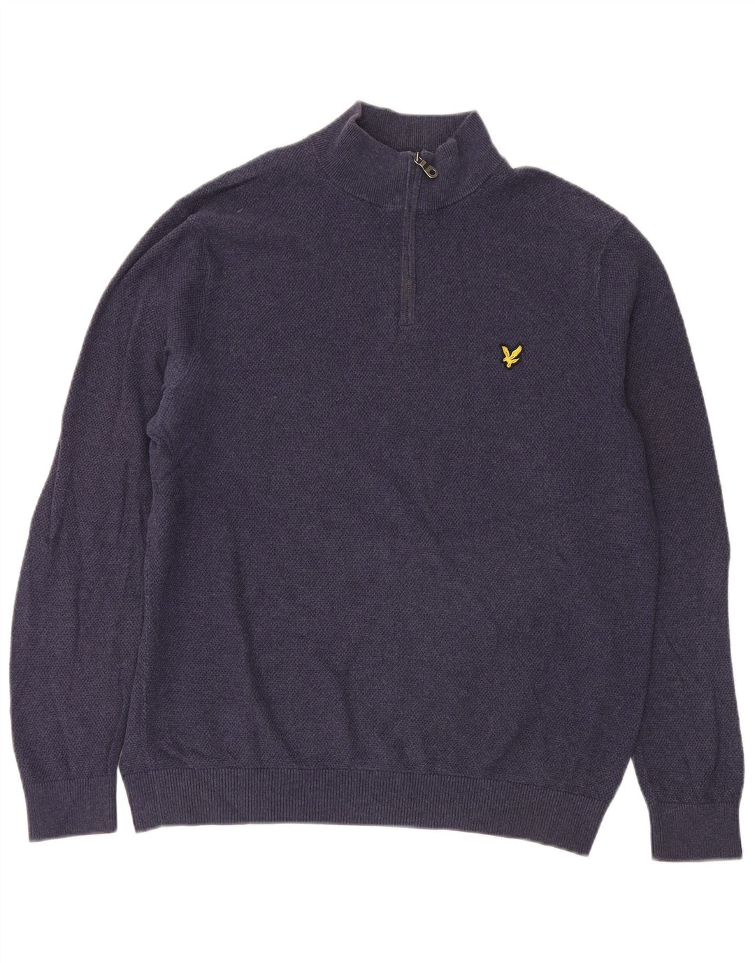 Lyle & Scott Herren-Pullover mit Reißverschluss am Hals, groß, marineblaue Baumwolle