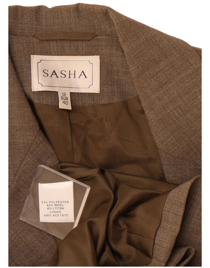 SASHA Womens 1 Button Blazer Jacket UK 12 Medium Brown Polyester