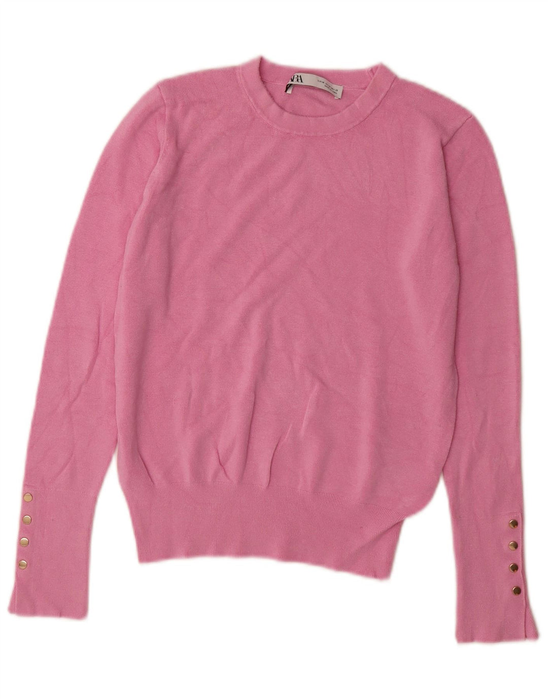 Zara Damen-Pullover mit Rundhalsausschnitt, Gr. 12, mittelrosa Viskose