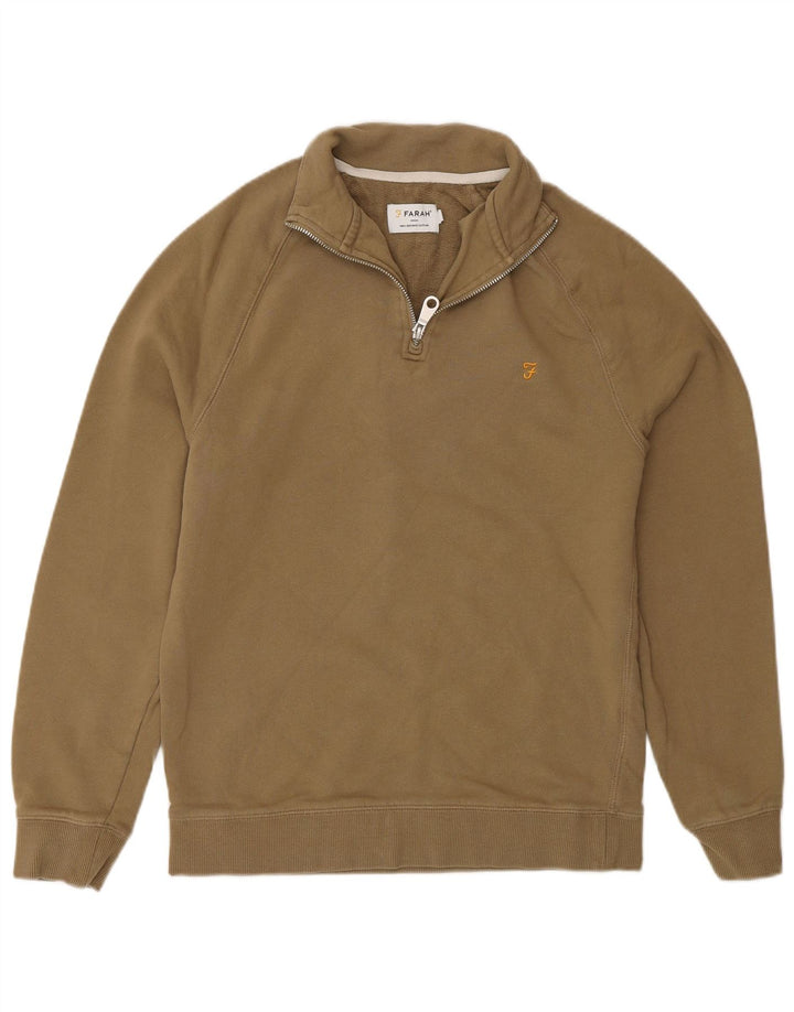 Farah Herren-Sweatshirt mit 1/4-Reißverschluss, Größe S, Grün, Baumwolle