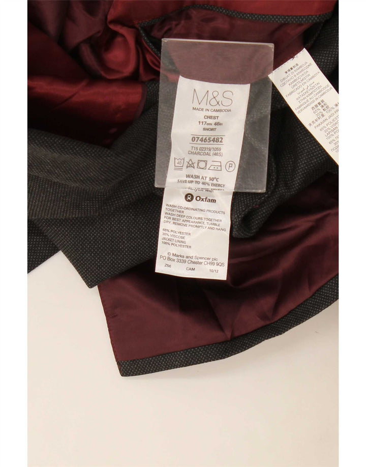 Marks & Spencer Herren 2-Knopf-Blazerjacke UK 46 XL Graues Polyester