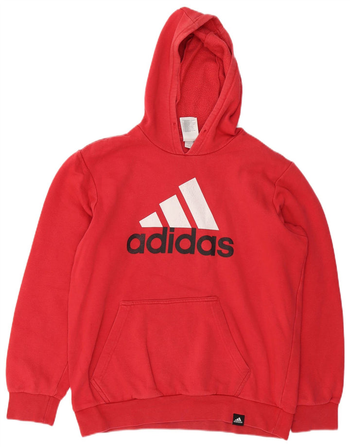 ADIDAS Herren Grafik-Hoodie-Pullover aus mittelroter Baumwolle