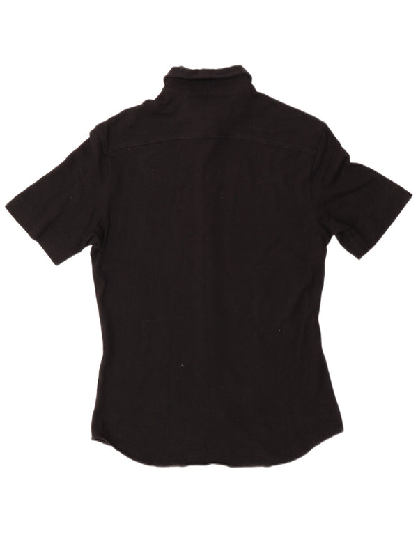 Versace Damen Kurzarmhemd UK 14 Large Schwarz