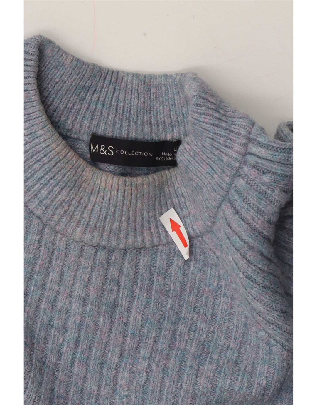 Marks & Spencer Rollkragenpullover für Damen, Gr. 14, Größe L, Blau meliert