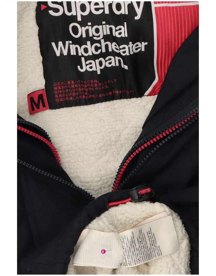 Superdry Damen-Windbreakerjacke mit Kapuze, UK 14, mittleres Marineblau