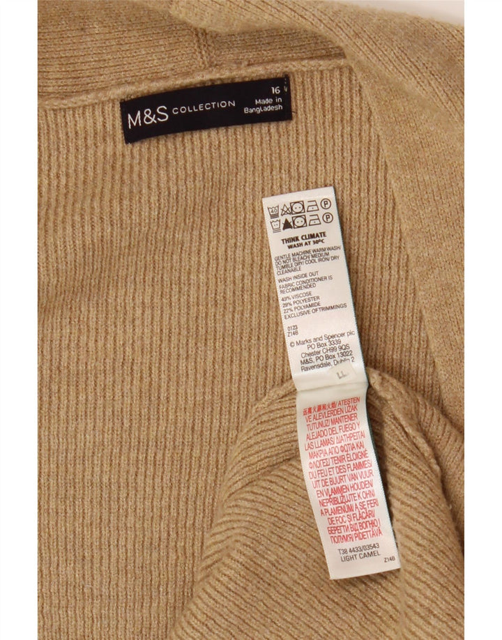Marks & Spencer Damen Longline Open Cardigan Pullover UK 16 Large Beige