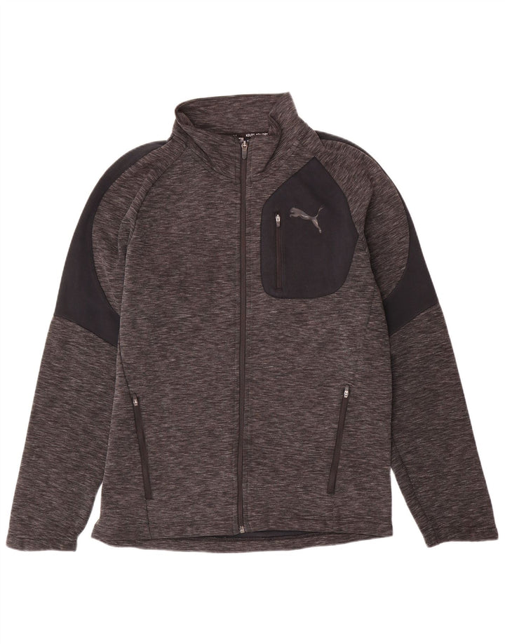 PUMA Herren-Trainingsanzug-Top-Jacke aus mittelgrauer Colourblock-Baumwolle