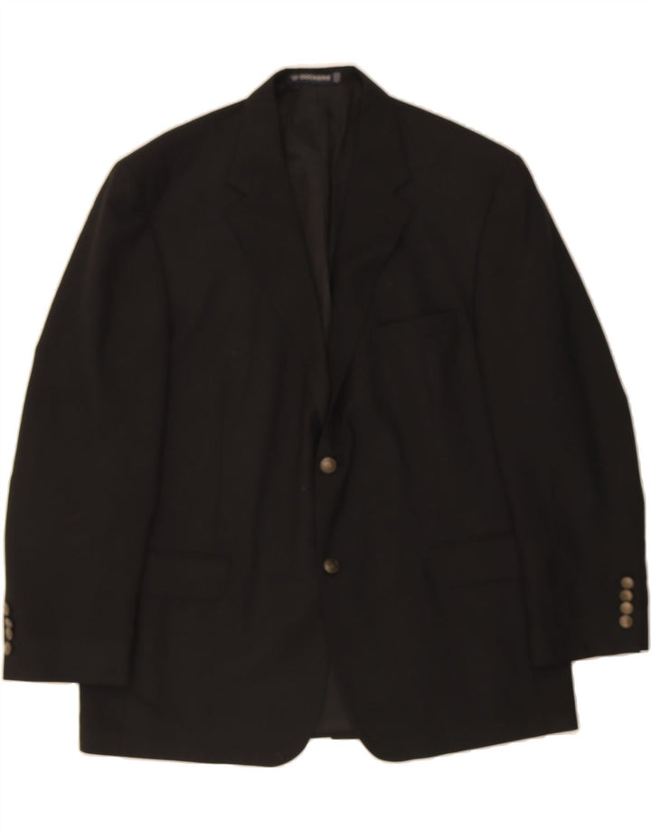 DOCKERS Mens 2 Button Blazer Jacket UK 44 2XL Black Polyester Vintage Dockers and Second-Hand Dockers from Messina Hembry 