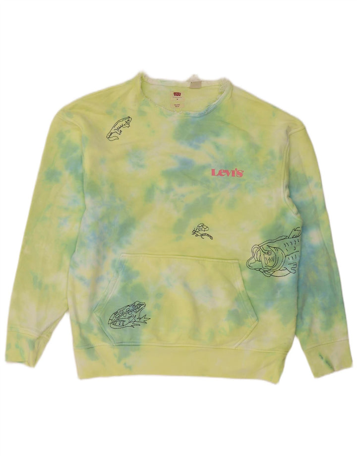 Levi's Herren-Sweatshirt mit entspanntem Grafikmuster, mittelgrüne Batik-Baumwolle