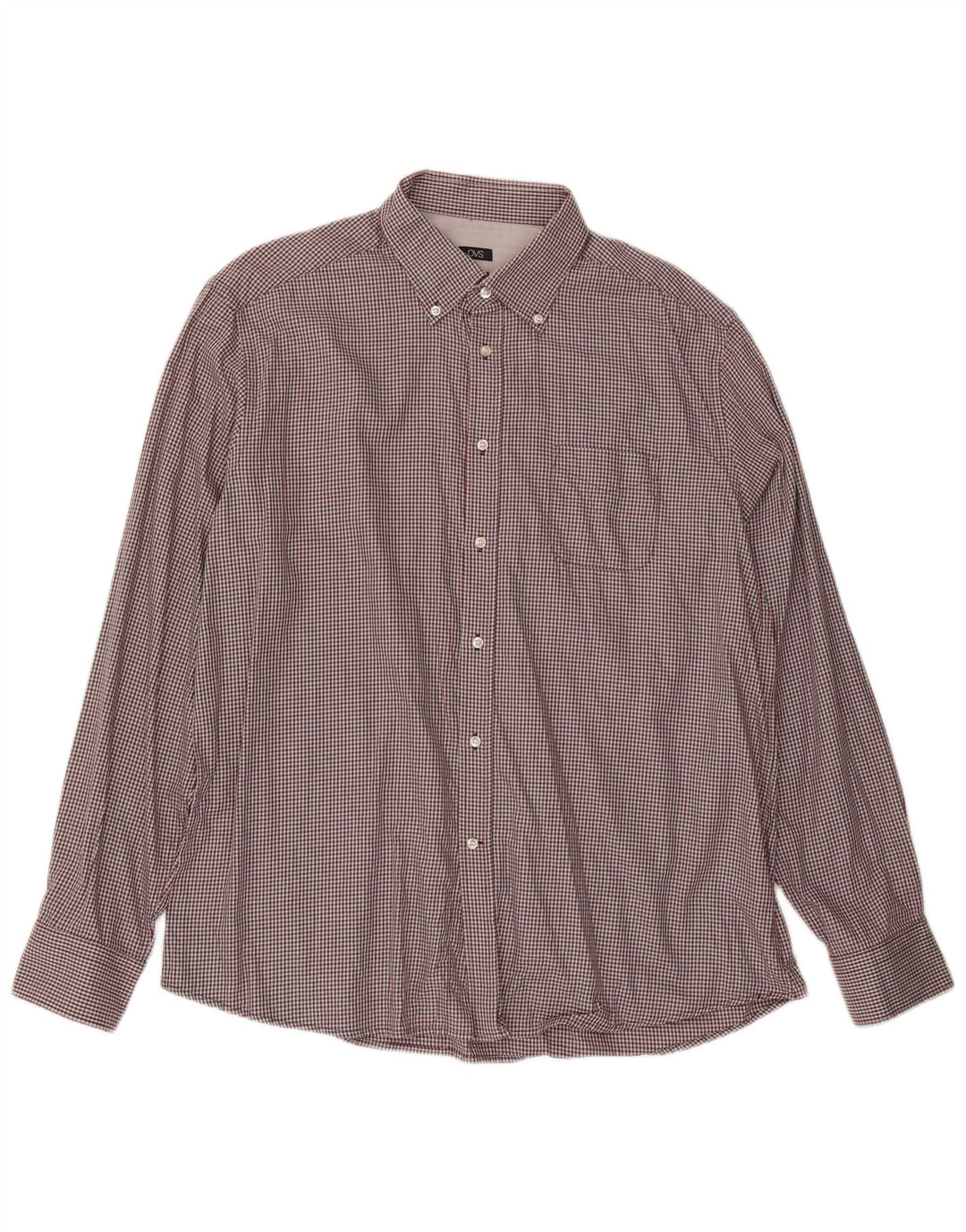 OVS Herren-Hemd mit normaler Passform, Größe 45 17 3/4 XL, mehrfarbige Gingham-Baumwolle