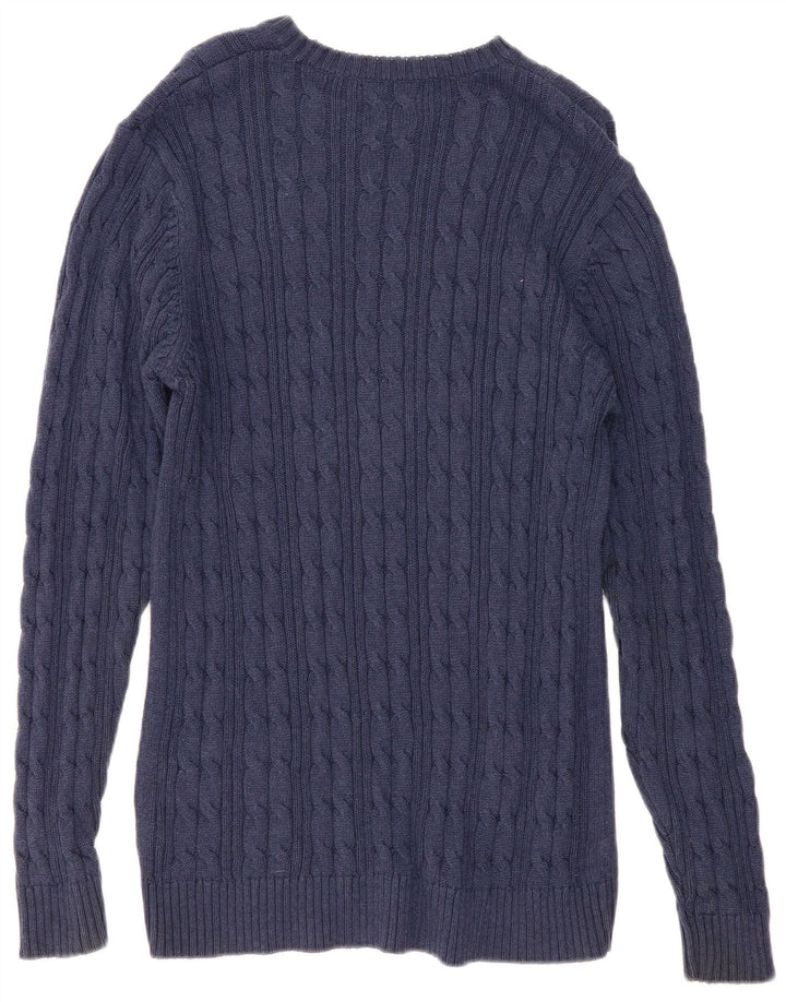 Marks & Spencer Herren-Pullover mit normaler Passform, Rundhalsausschnitt, Mittelblau