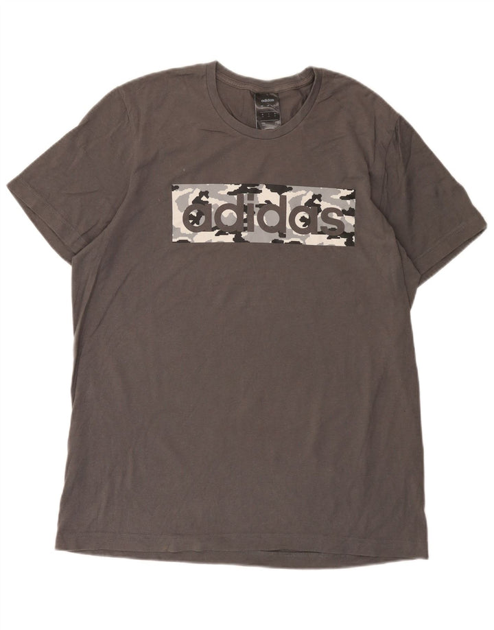 Adidas Herren Grafik-T-Shirt aus mittelgrauer Baumwolle