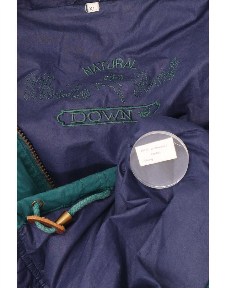 Weiße wattierte Herrenjacke mit Hirschmuster, UK 42, XL, grüne Baumwolle