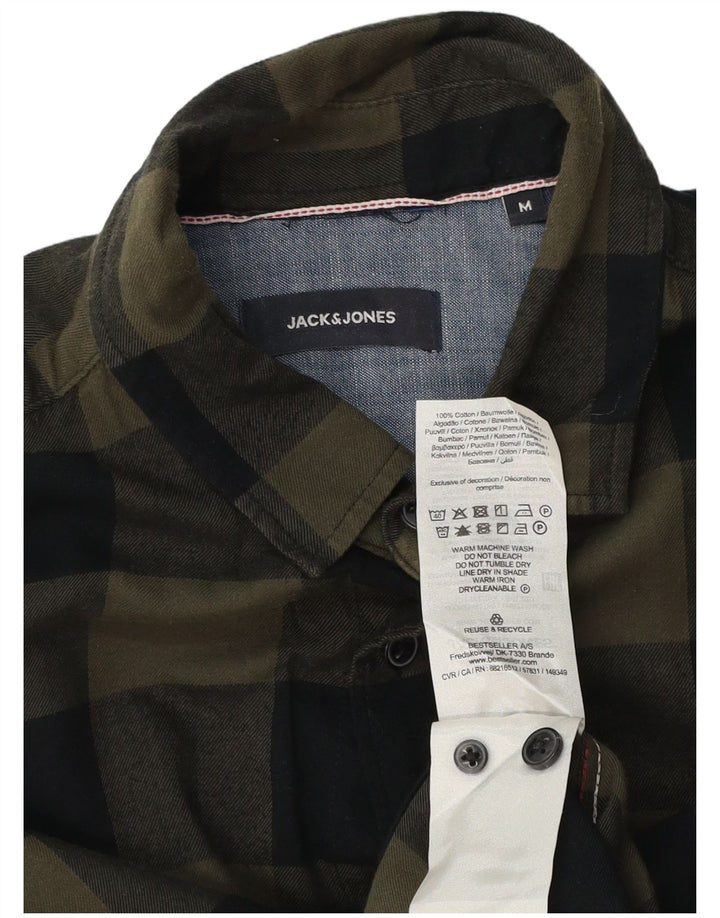 Jack & Jones Herren-Flanellhemd, mittelgroße Khaki-Karo-Baumwolle