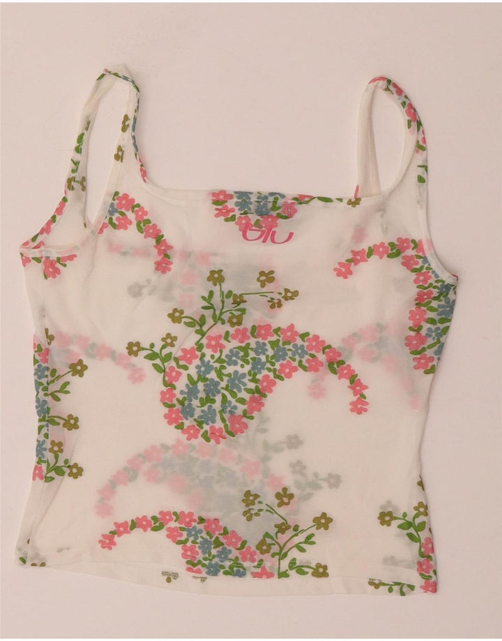 Durchsichtiges Crop-Cami-Top für Damen von Byblos, Gr. 10, Größe S, weiß, geblümt