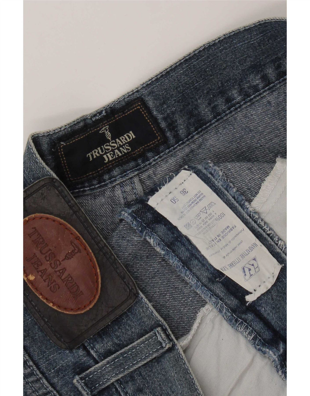 Trussardi Herren Tapered Jeans W36 L34 Blaue Baumwolle