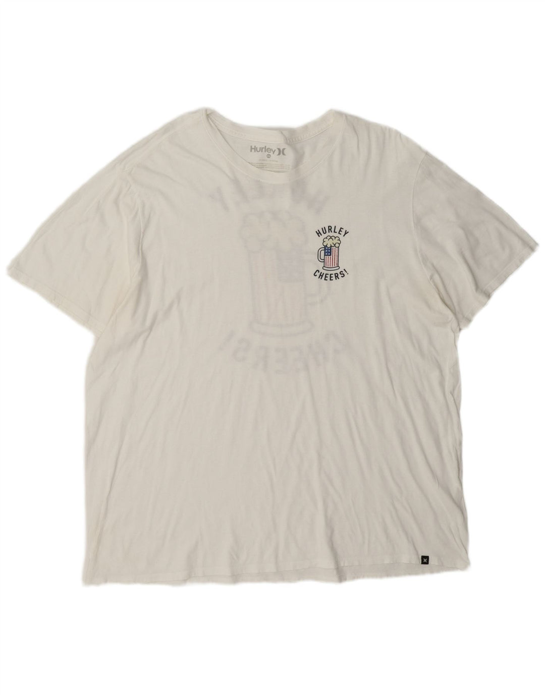 Hurley Herren Grafik T-Shirt Top 2XL Weiße Baumwolle