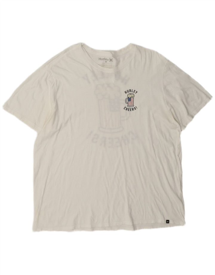Hurley Herren Grafik T-Shirt Top 2XL Weiße Baumwolle