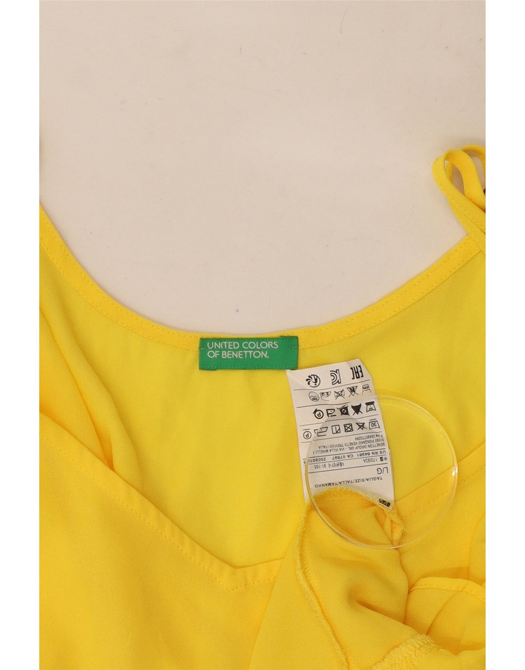 Benetton Damen Cami Top UK 16 Large Gelb Polyester
