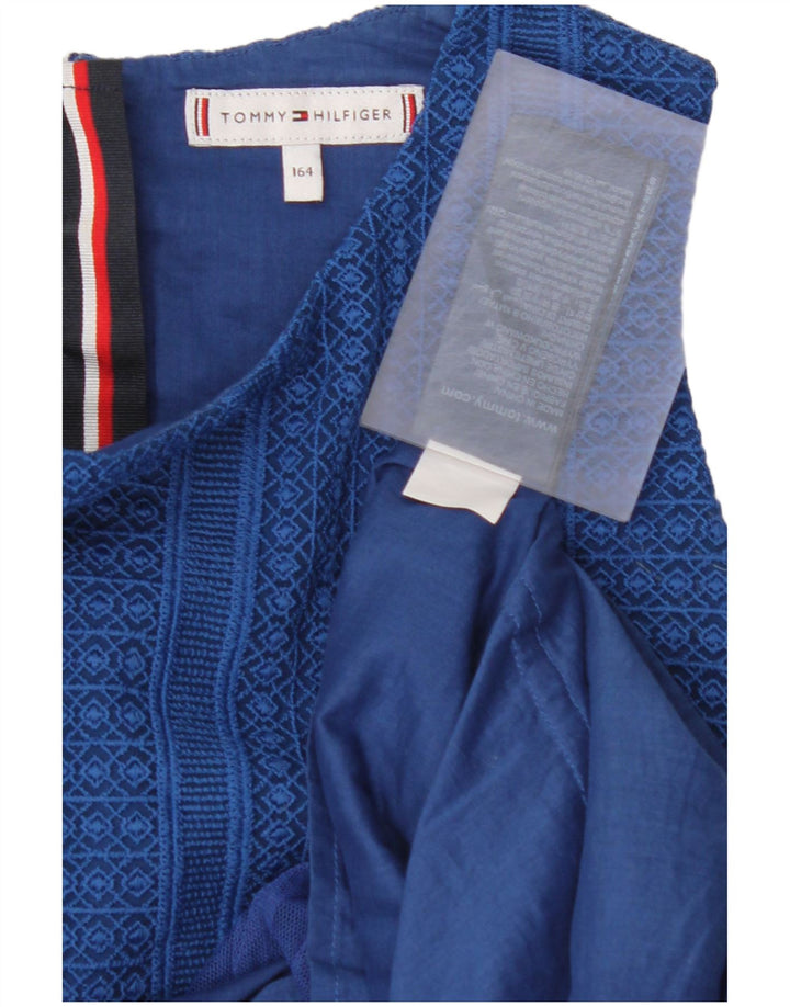 TOMMY HILFIGER Ärmelloses A-Linien-Kleid für Mädchen, 13–14 Jahre, blaue Baumwolle