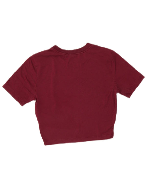 Nike Damen Crop Slim Fit T-Shirt Top UK 6 XS Burgund Polyester