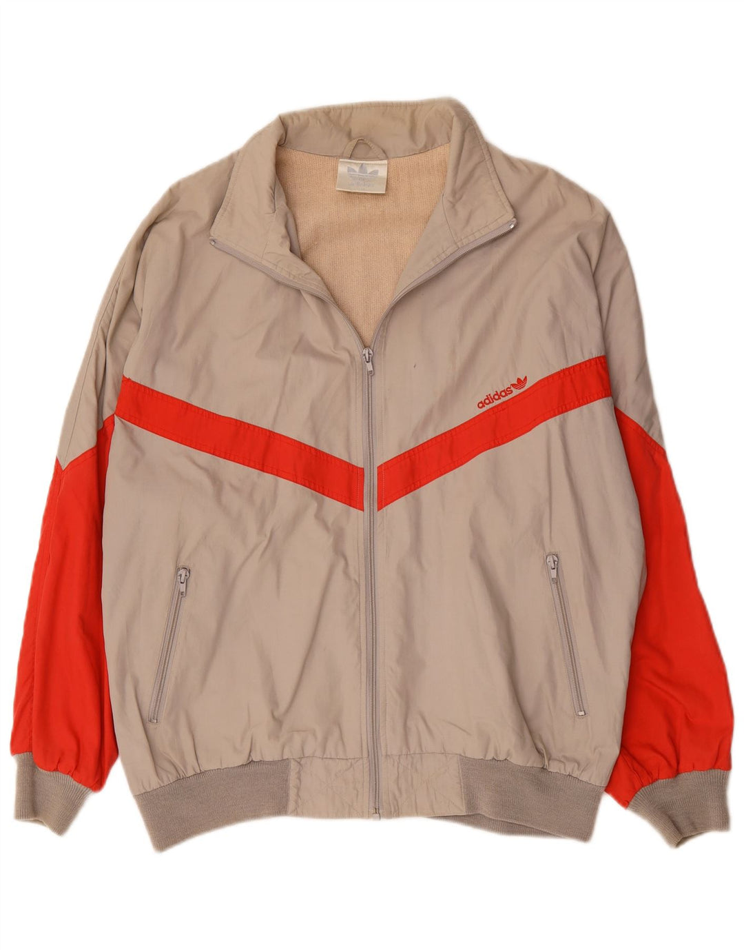 Adidas Herren Trainingsanzug Top Jacke IT 54 XL Beige Colourblock Polyester