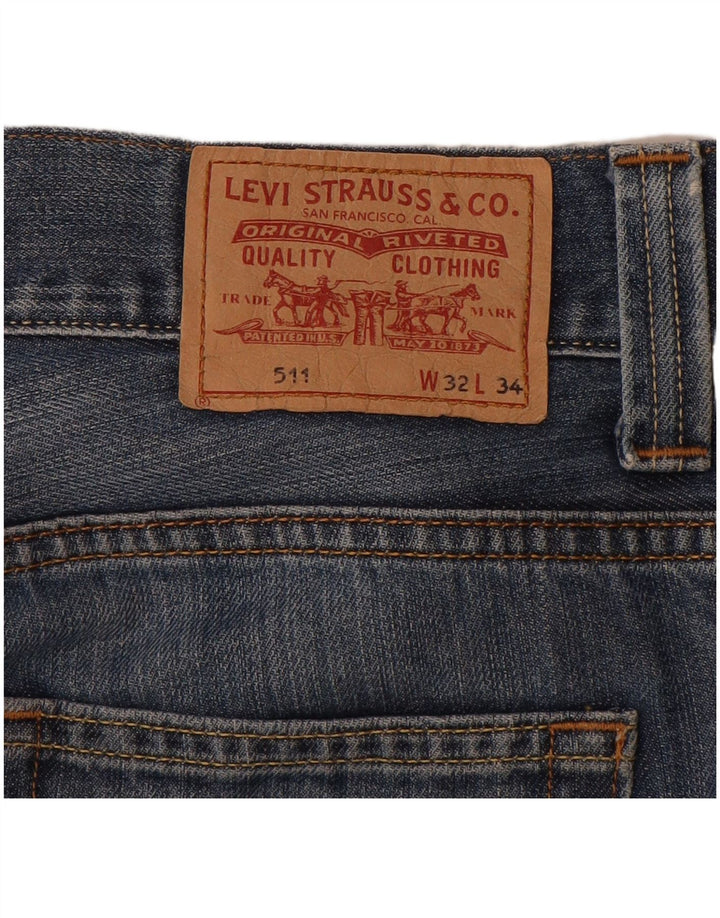 LEVI'S Herren 511 Slim Denim Shorts W32 Mittelblaue Baumwolle